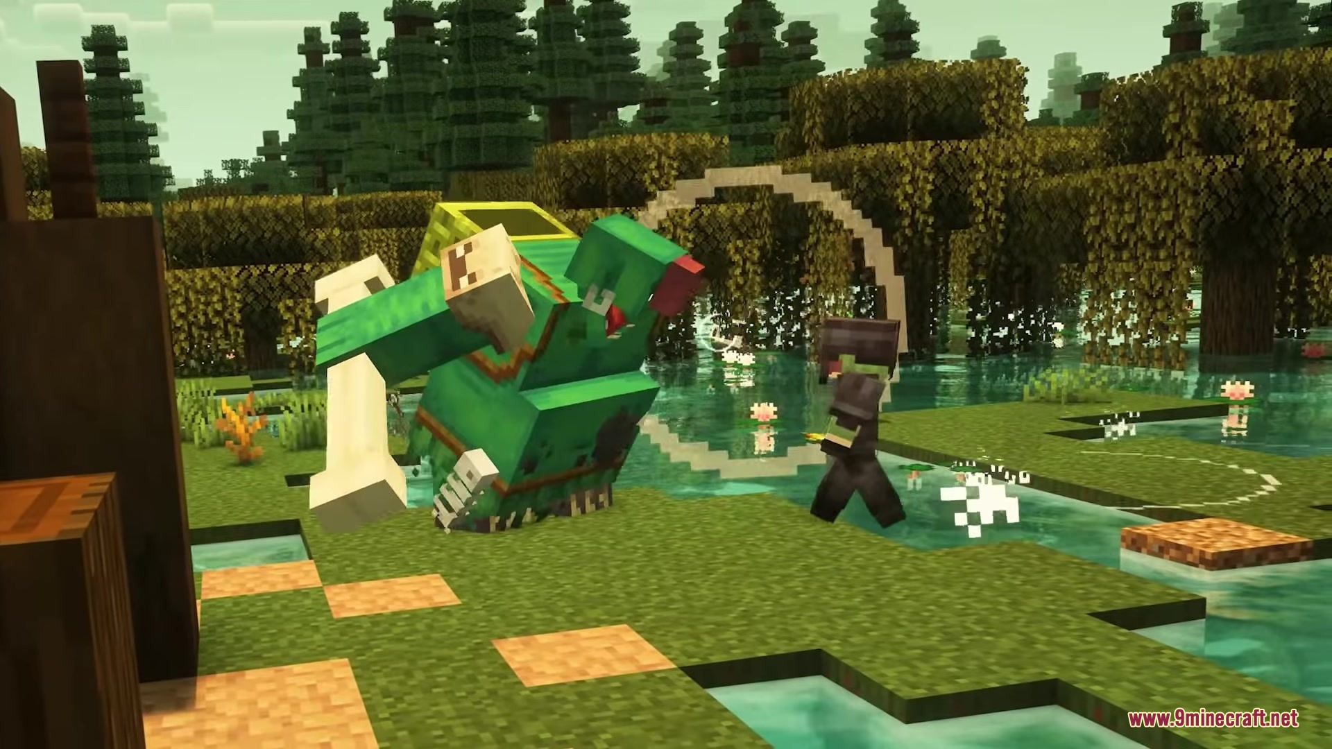 Inhabitants Mod Screenshot 8 A player fights a large Bogre wielding a heavy bone club weapon