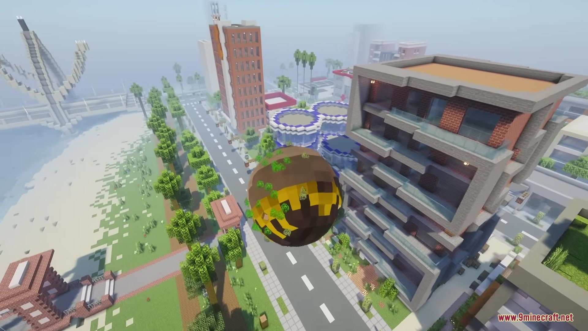 Katamari Mod Screenshot 16 The rolling sphere picks up blocks from the world and grows much larger