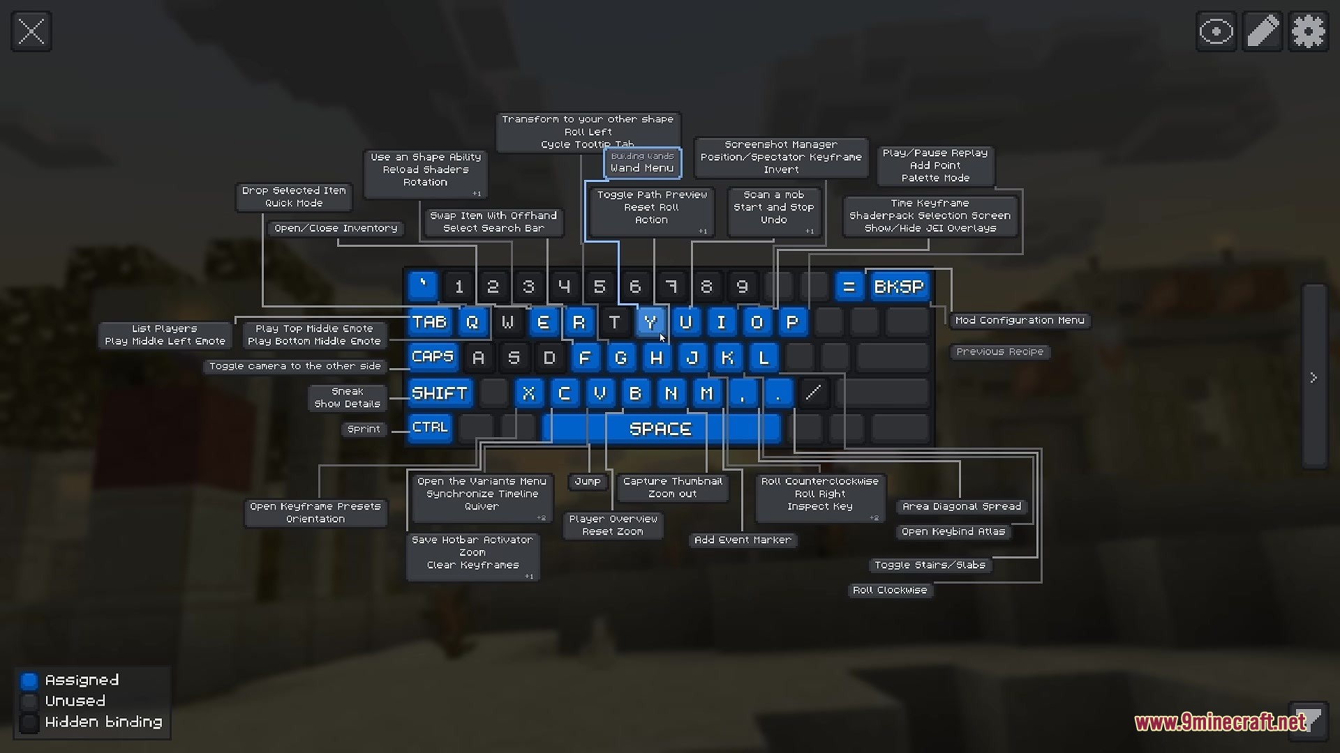 Keybind Atlas Mod Screenshot 1 Keybind Atlas Mod interface showing a visual map of keyboard controls