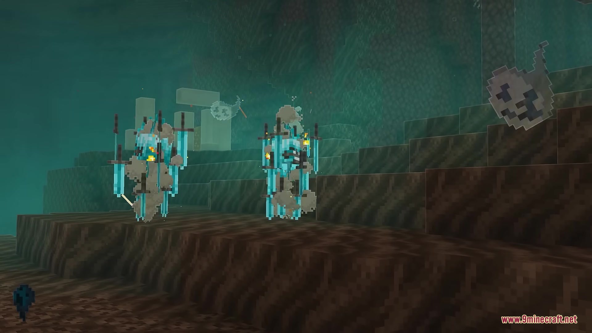King of the Nether Resource Pack Screenshot 7 Blue blaze variants with swords floating in the soul sand valley biome