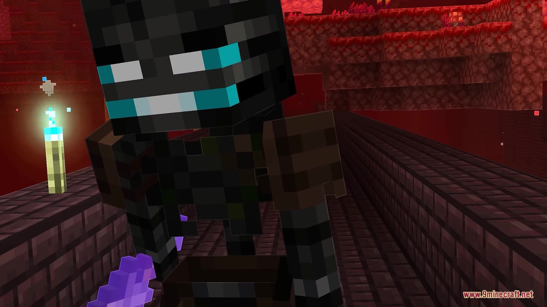 King of the Nether X Fresh Animations Resource Pack Screenshot 7 King of the Nether Wither Skeleton with glowing blue eyes and smooth animations
