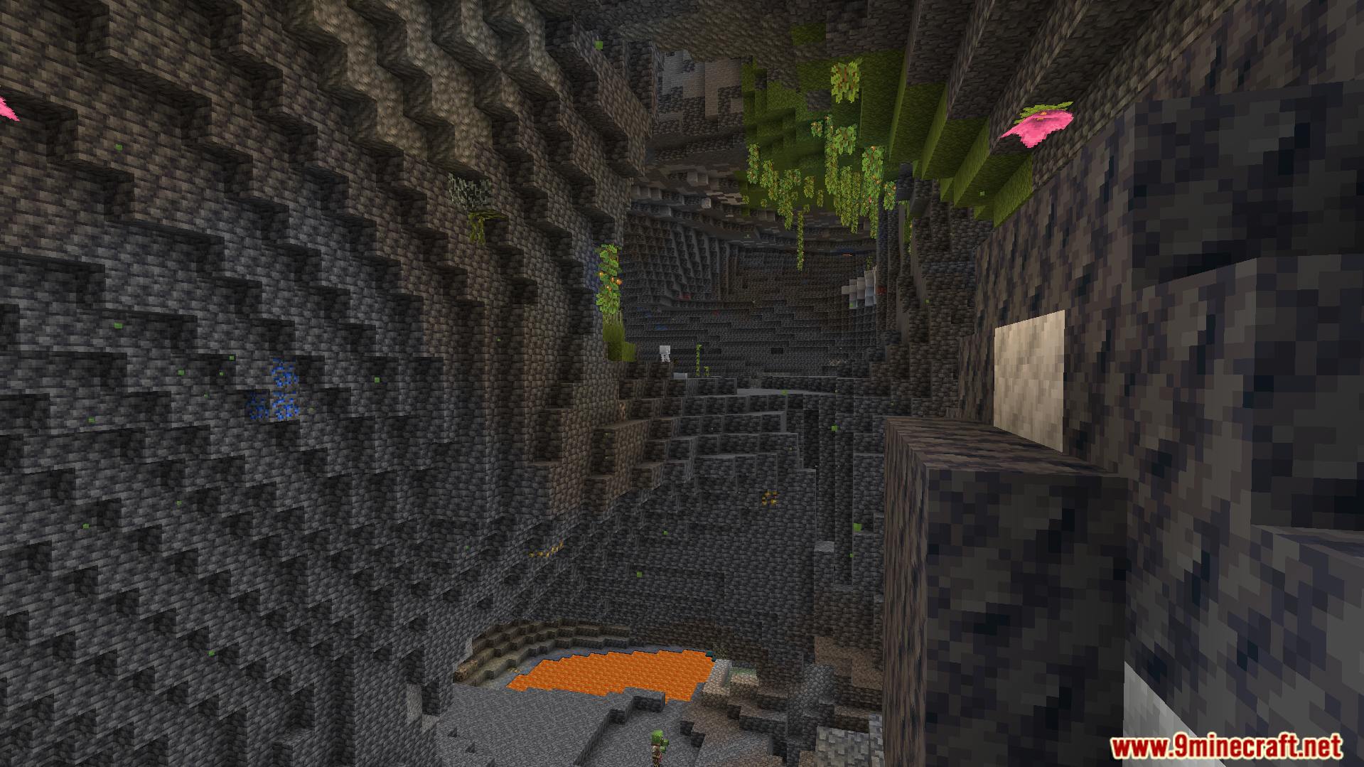 KnightShadows Night Vision Addon provides clear visibility inside a deep dark cave