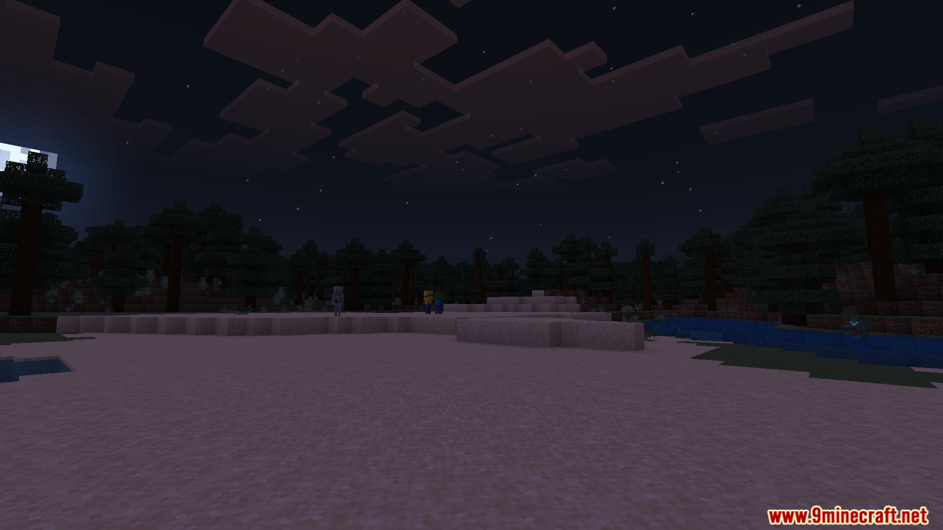 Clear visibility of mobs across a dark landscape at night using this effect