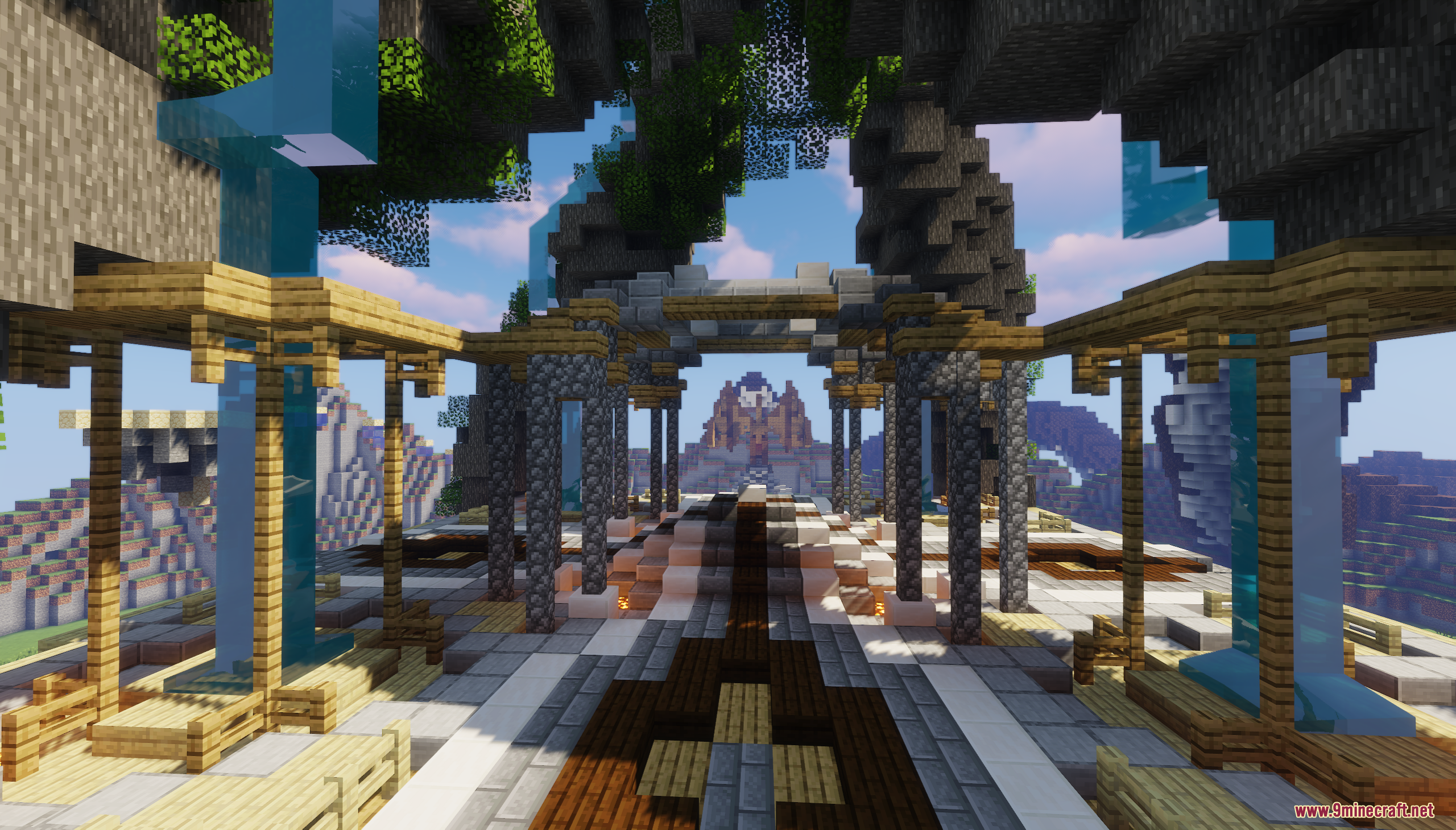 Kraken Lobby Map Screenshot 5 A detailed stone lobby area with pillars and waterfalls under a ceiling