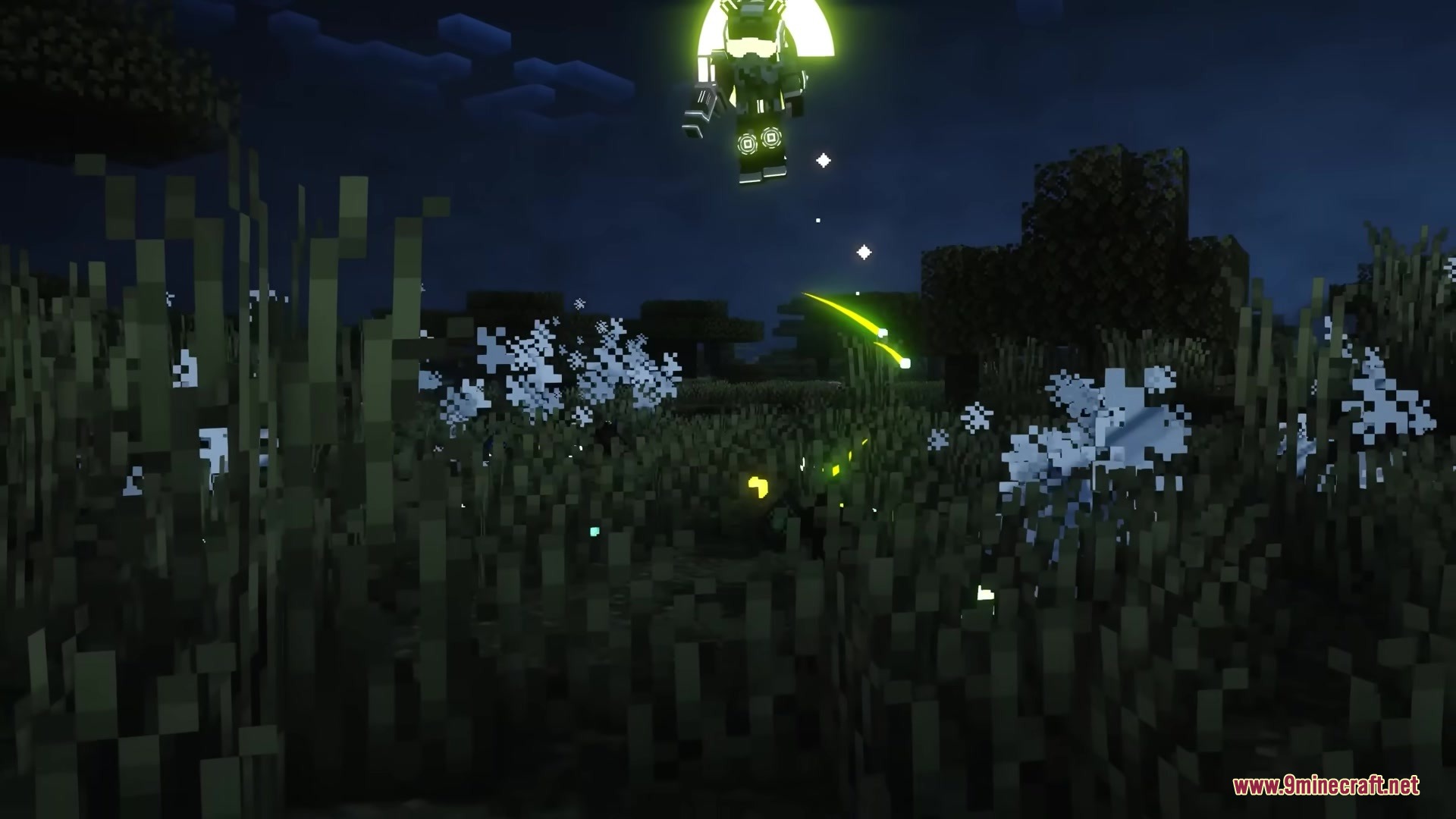 LTX Industries Mod Screenshot 8 A player using a lime green jetpack to shoot energy at the ground