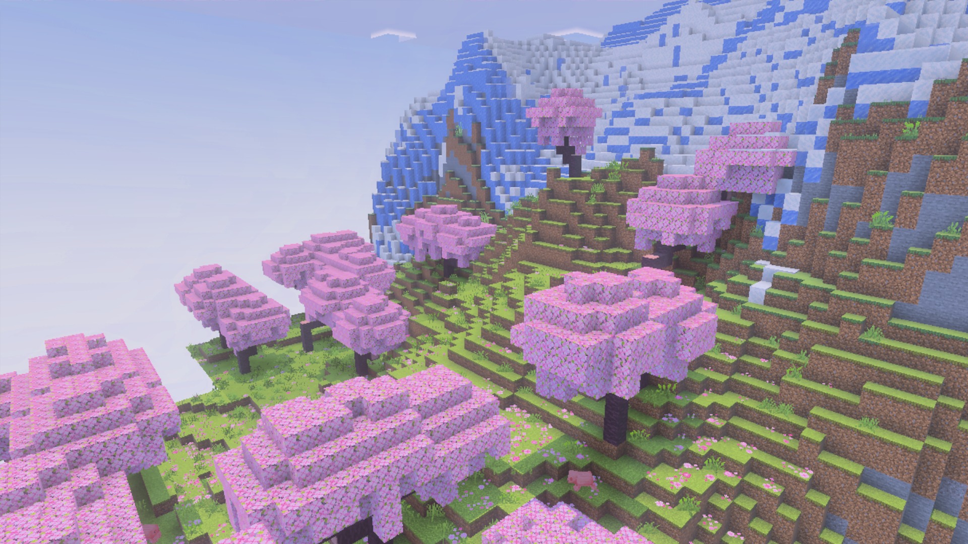Cherry blossom trees and flowers rendered with the La Nature foliage textures