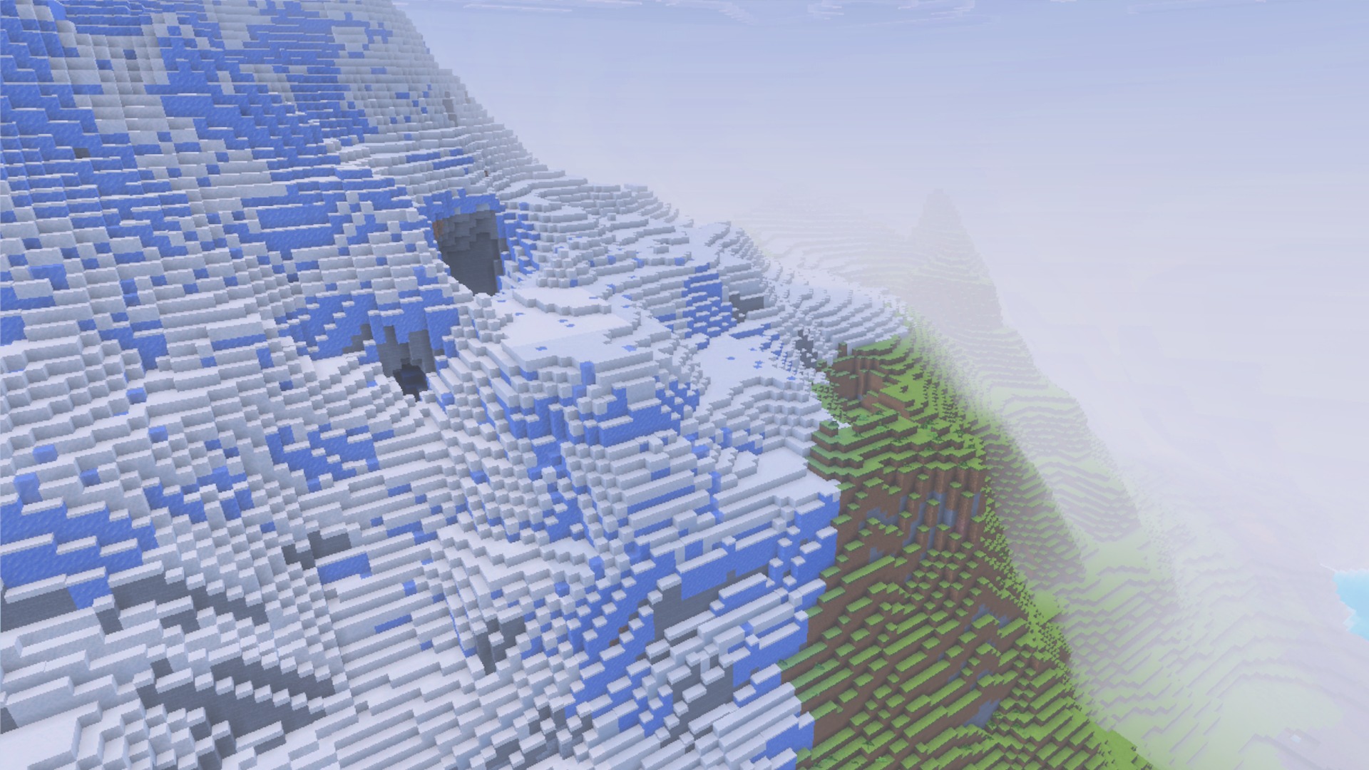 A snowy mountain slope and stone terrain using the La Nature textures