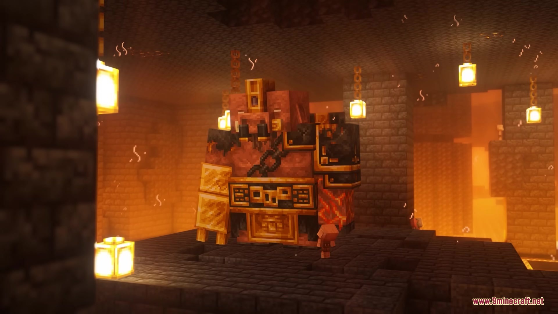 Legionary Mod Screenshot 15 The Unbreakable boss from Legionary Mod stands inside a dark Nether stone structure
