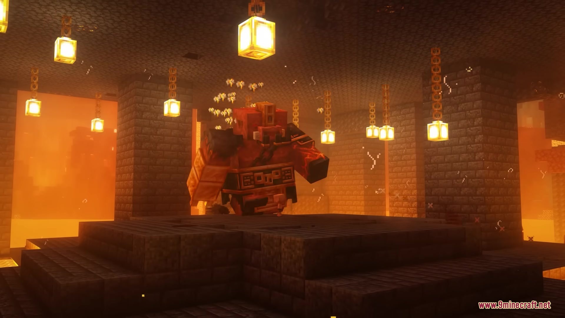Legionary Mod Screenshot 8 The Unbreakable boss stands on a platform surrounded by hanging gold lanterns
