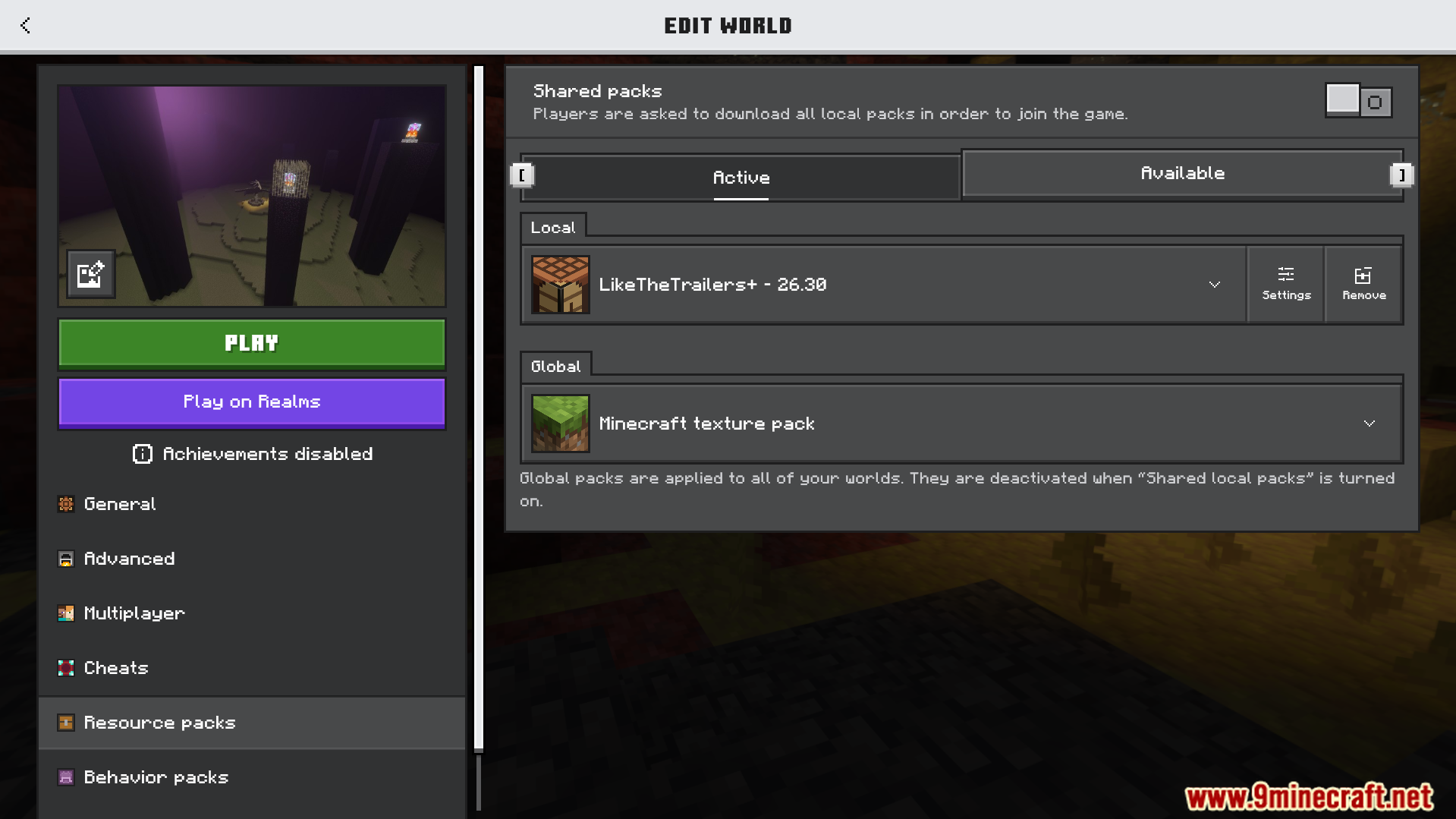 Like the Trailers Plus Texture Pack Screenshot 1 Minecraft resource pack menu showing the active Like The Trailers Plus pack