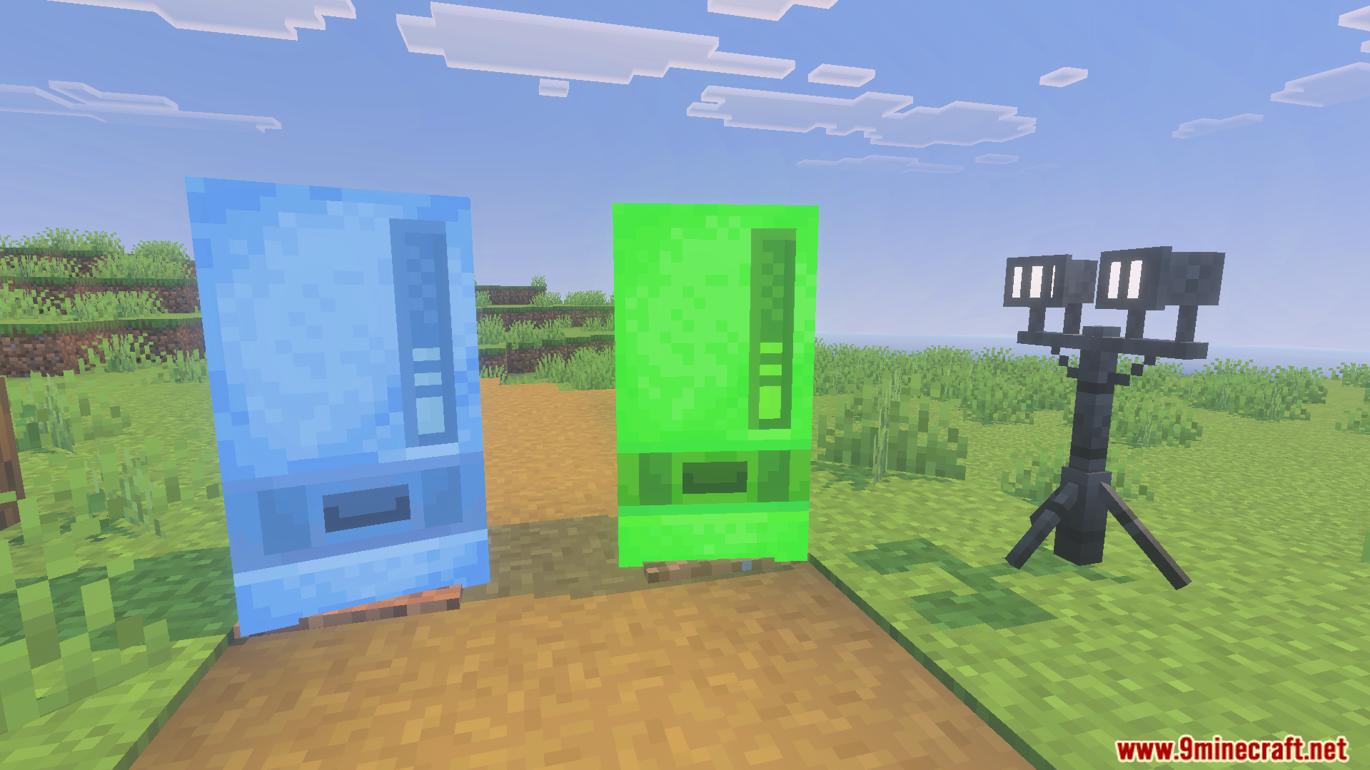 Liminal Craft Backrooms Addon Screenshot 3 Vending machines and a tripod light from the Liminal Craft Backrooms Addon