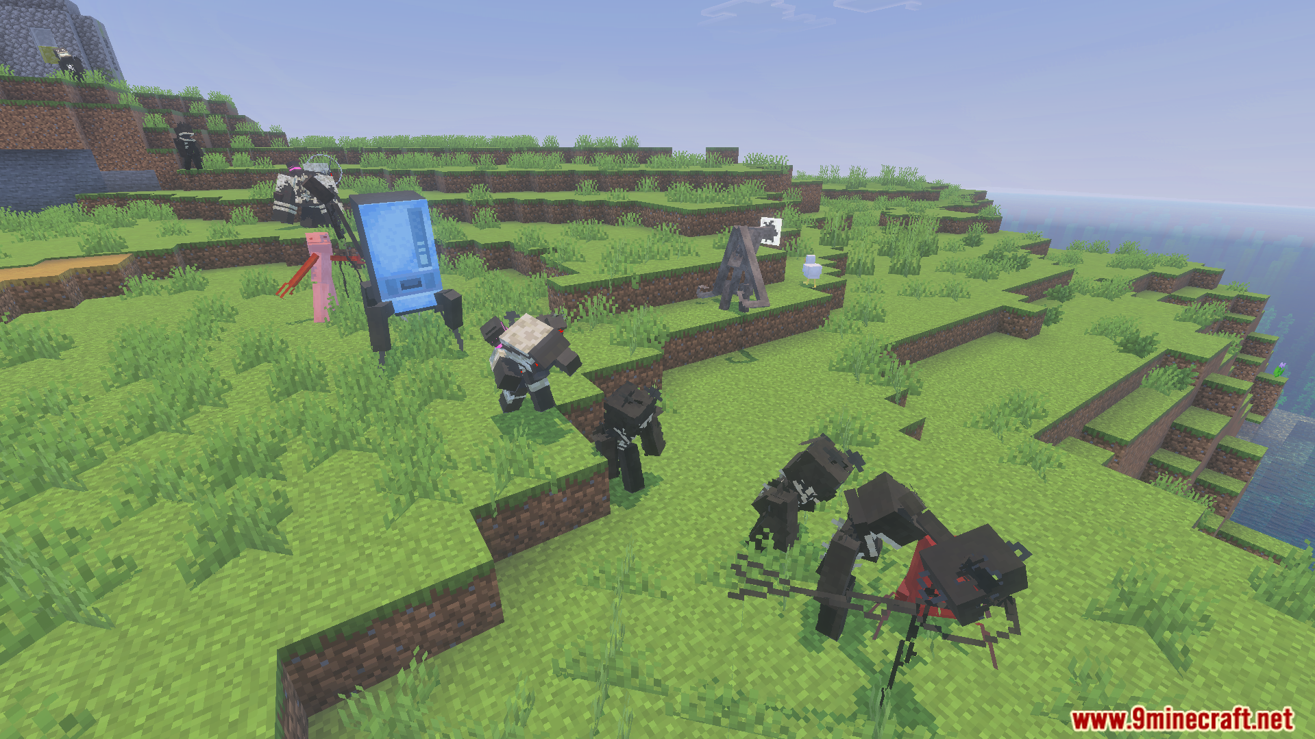 Liminal Craft Backrooms Addon Screenshot 8 A local radio crab friend and other scary monsters on a hill