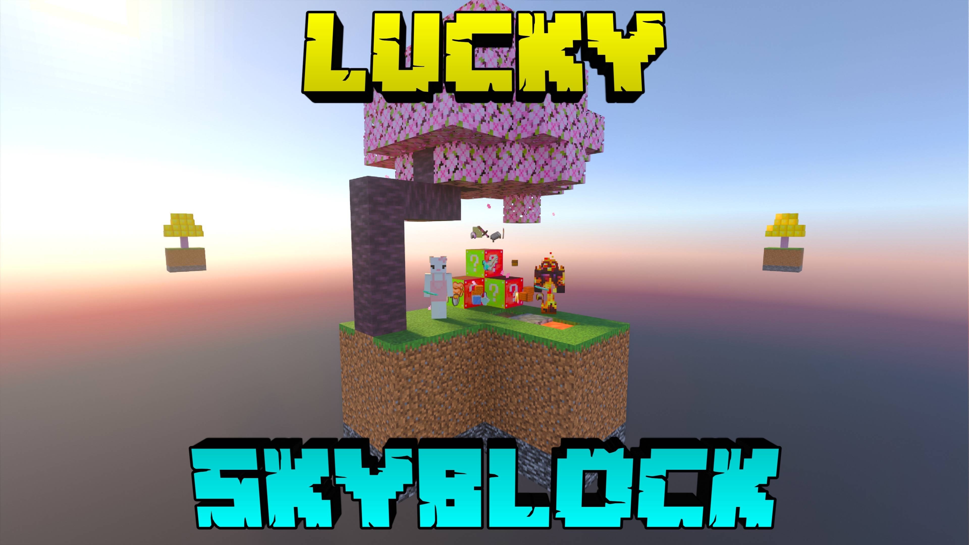 Lucky Skyblock V5 Map Screenshot 1 Lucky Skyblock V5 Map features a floating island with a cherry blossom tree