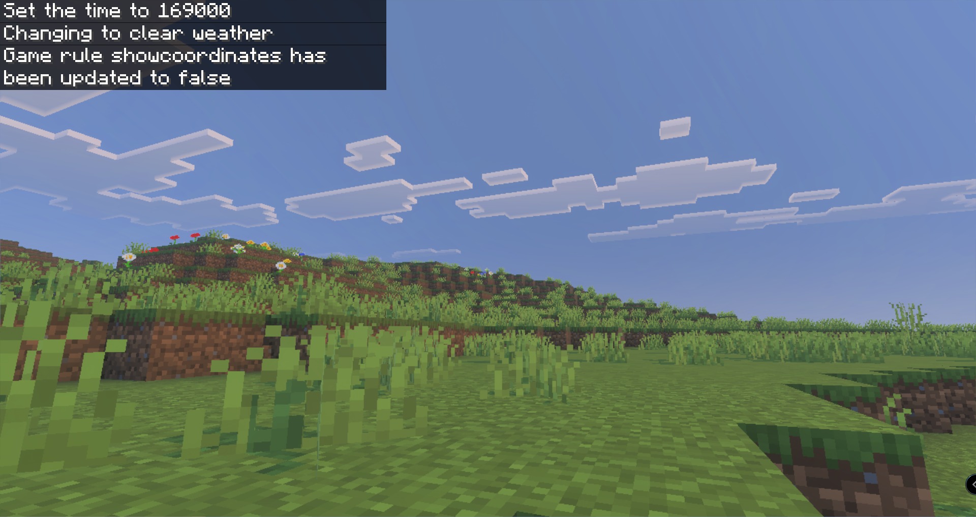 Lucky Skyblock V5 Map Screenshot 4 Grassy hills and flowers under a blue sky in a floating world