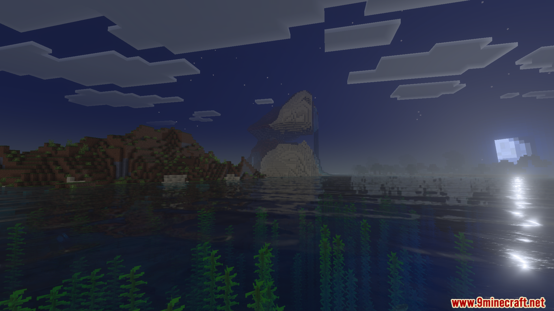 Luminance Shader Screenshot 4 Nighttime ocean scene with natural moon lighting and smooth surface water reflections