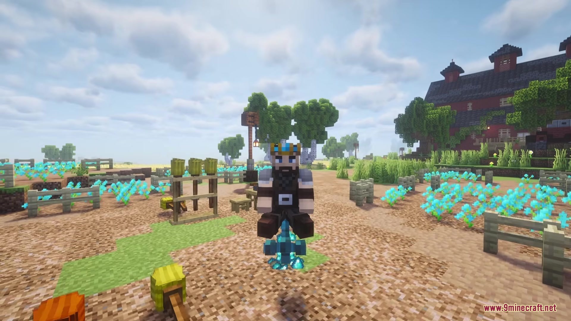 Magic Brooms Mod Screenshot 1 A bearded king character sits on a blue broomstick from Magic Brooms Mod