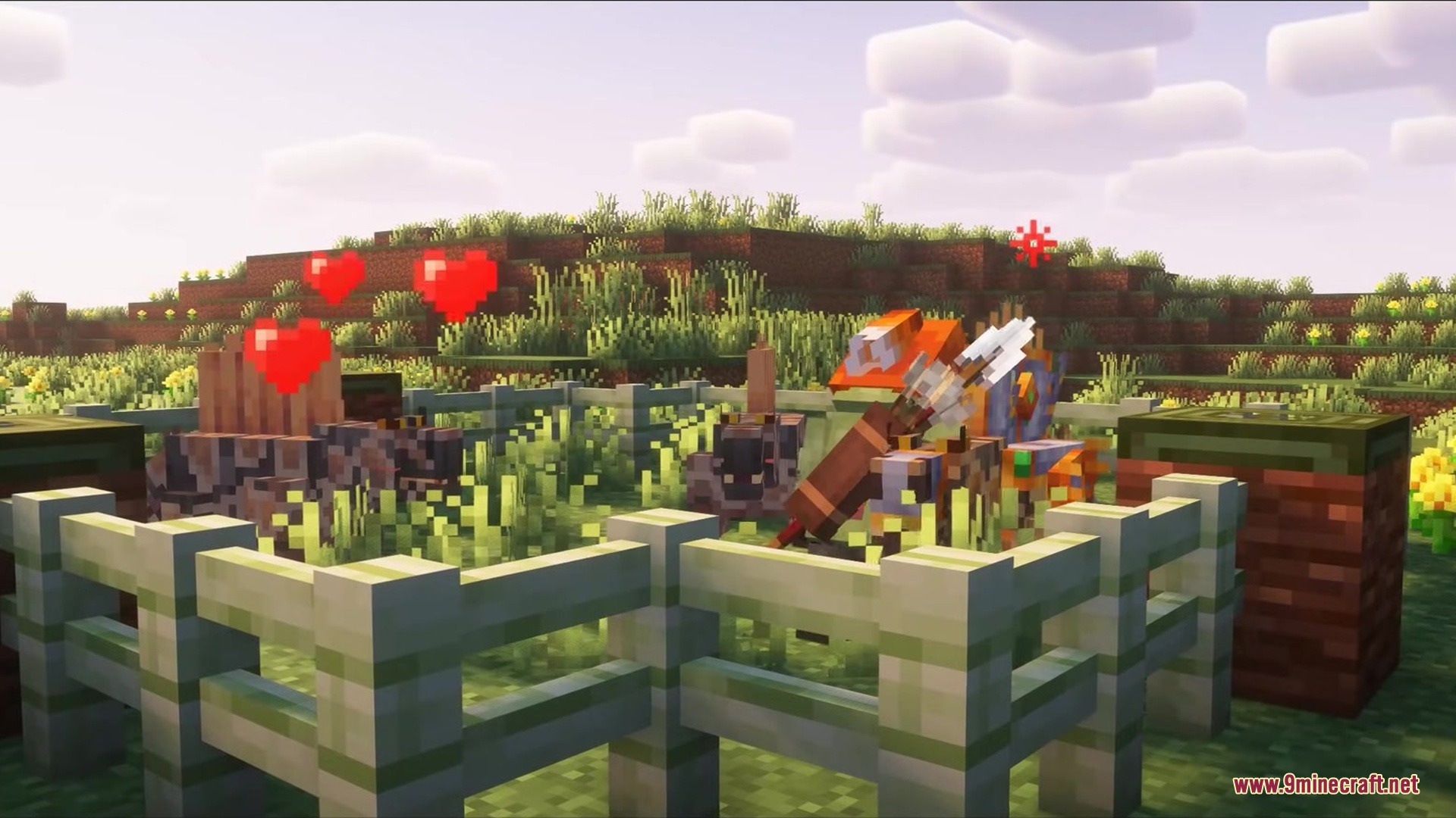 Breeding Dimetrodons from the Mesozoic Empire Mod inside a fenced enclosure