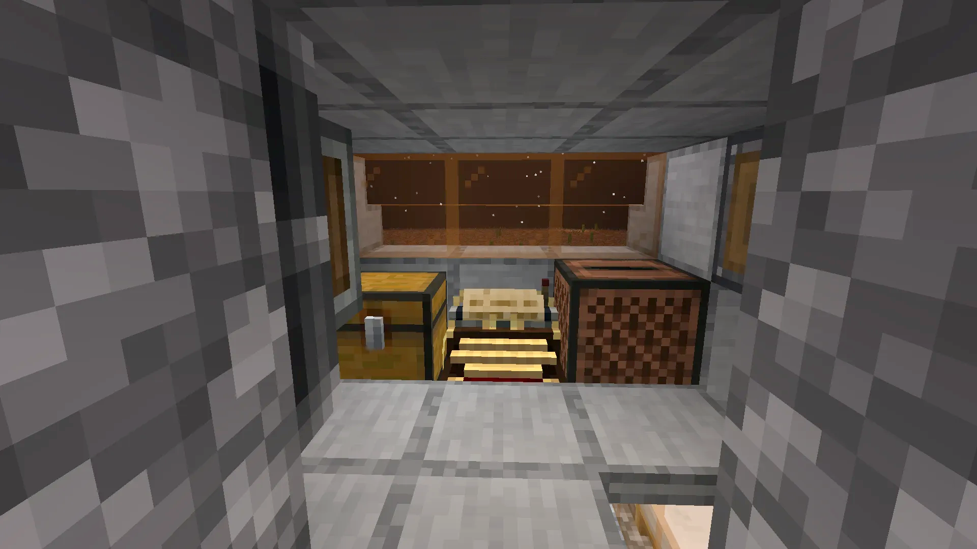 Micromouse Tank Schematic Screenshots 2 The interior of a tank with storage chests and a viewing window