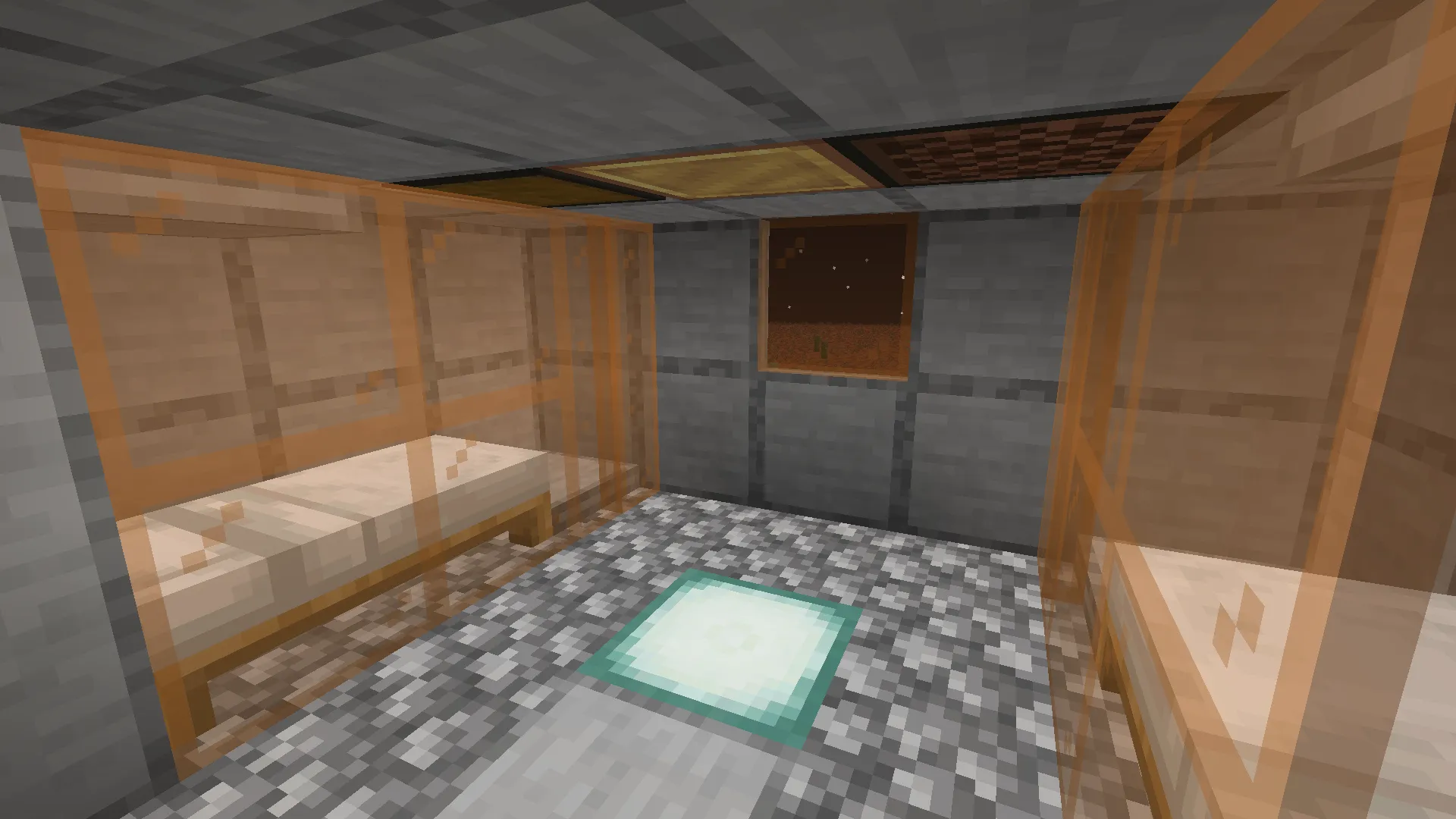 Micromouse Tank Schematic Screenshots 3 Cozy crew quarters with white beds behind orange stained glass walls
