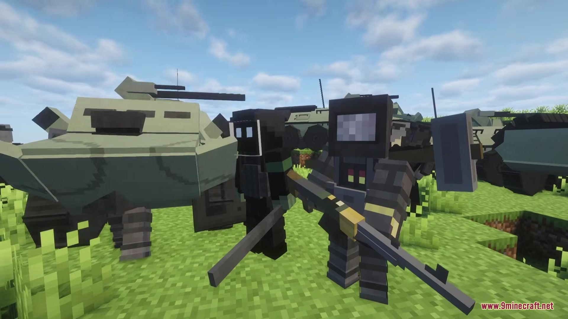 Mine Examination Mod Screenshot 9 Armed soldiers and a military vehicle from the Mine Examination mod