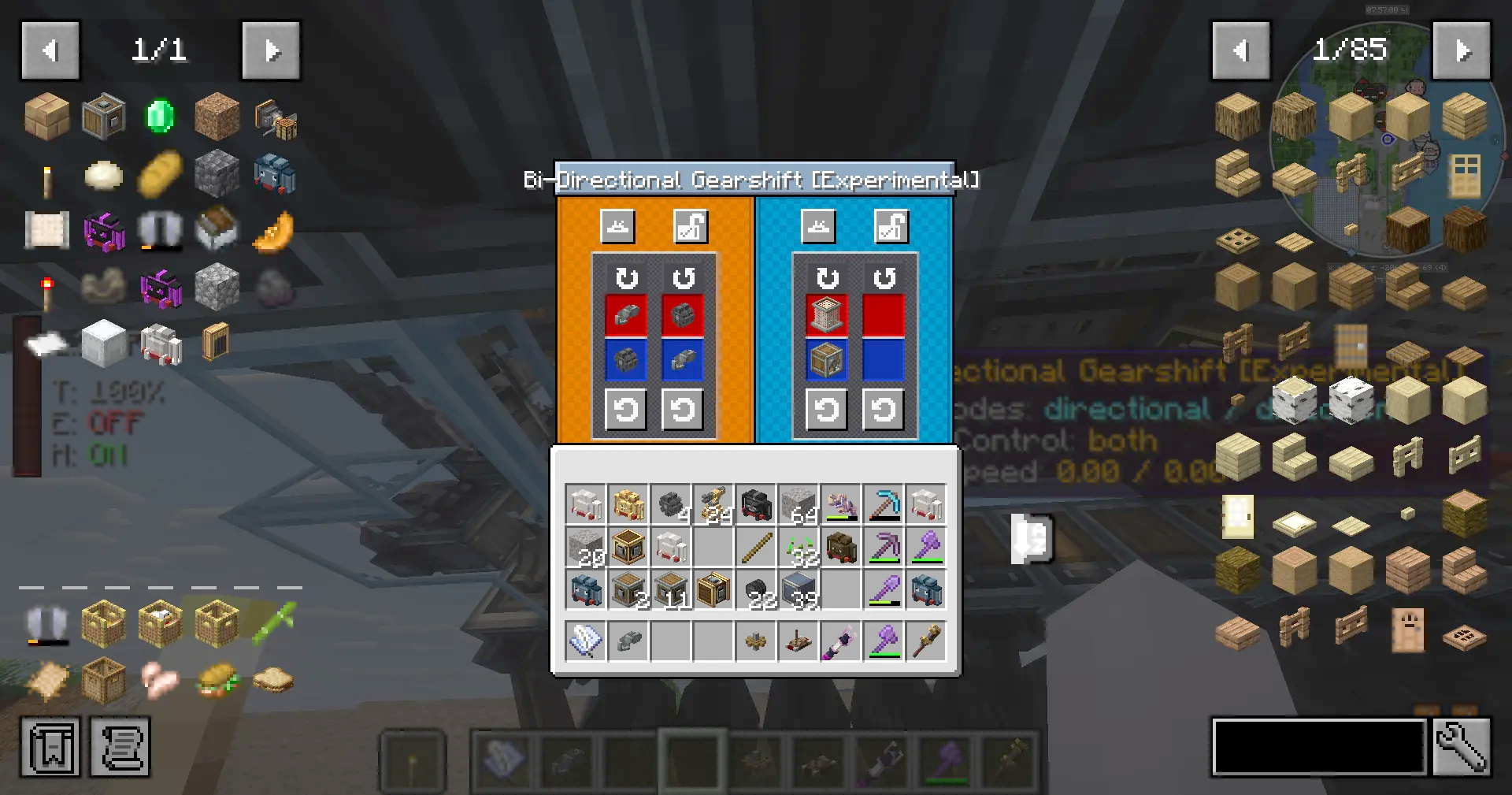 Mining Machine Schematic Screenshots 2 User interface for the experimental gearshift block showing various mechanical rotation options