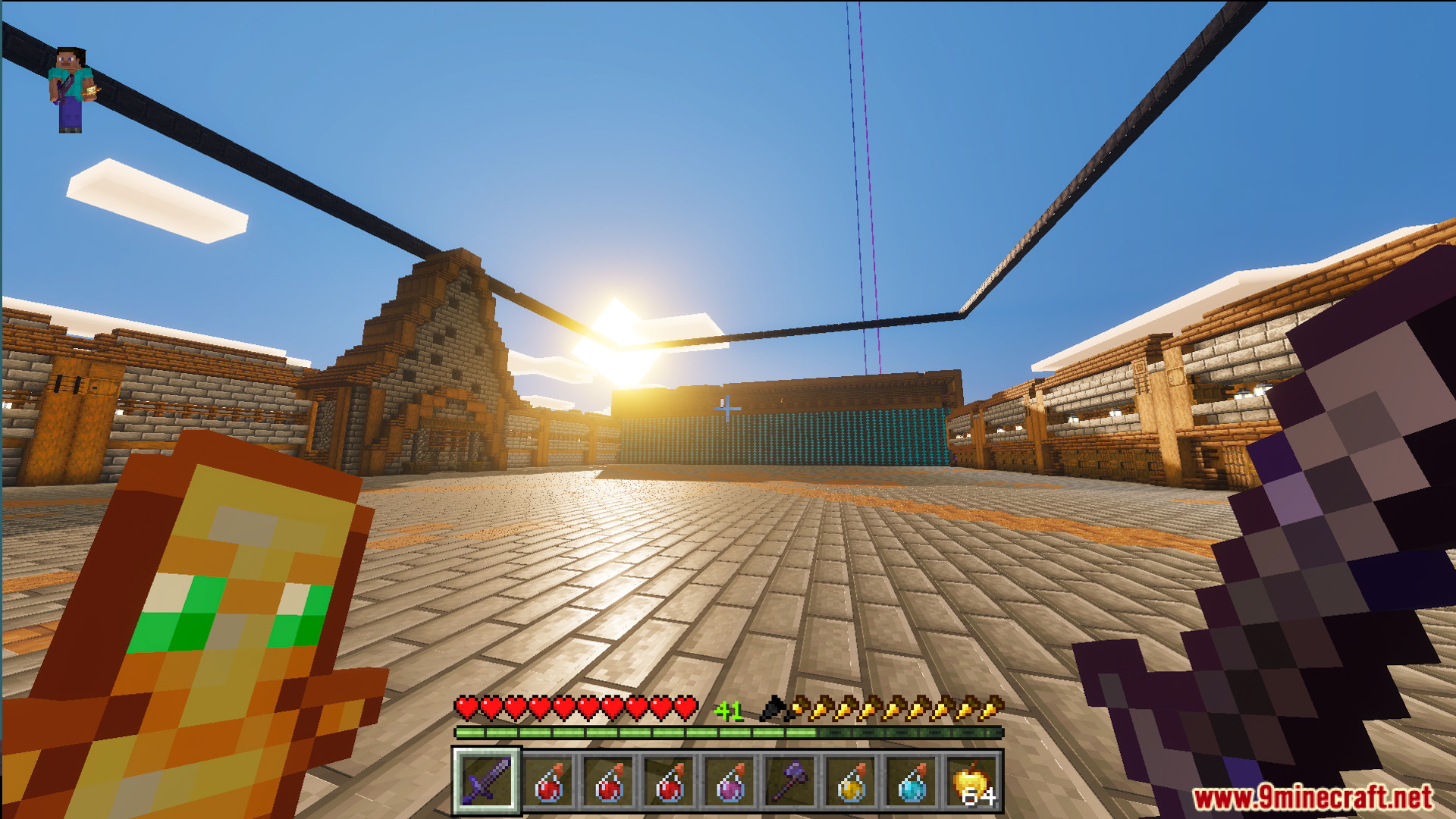 Player holding a totem in the Modern kit pvp practice Map stone arena