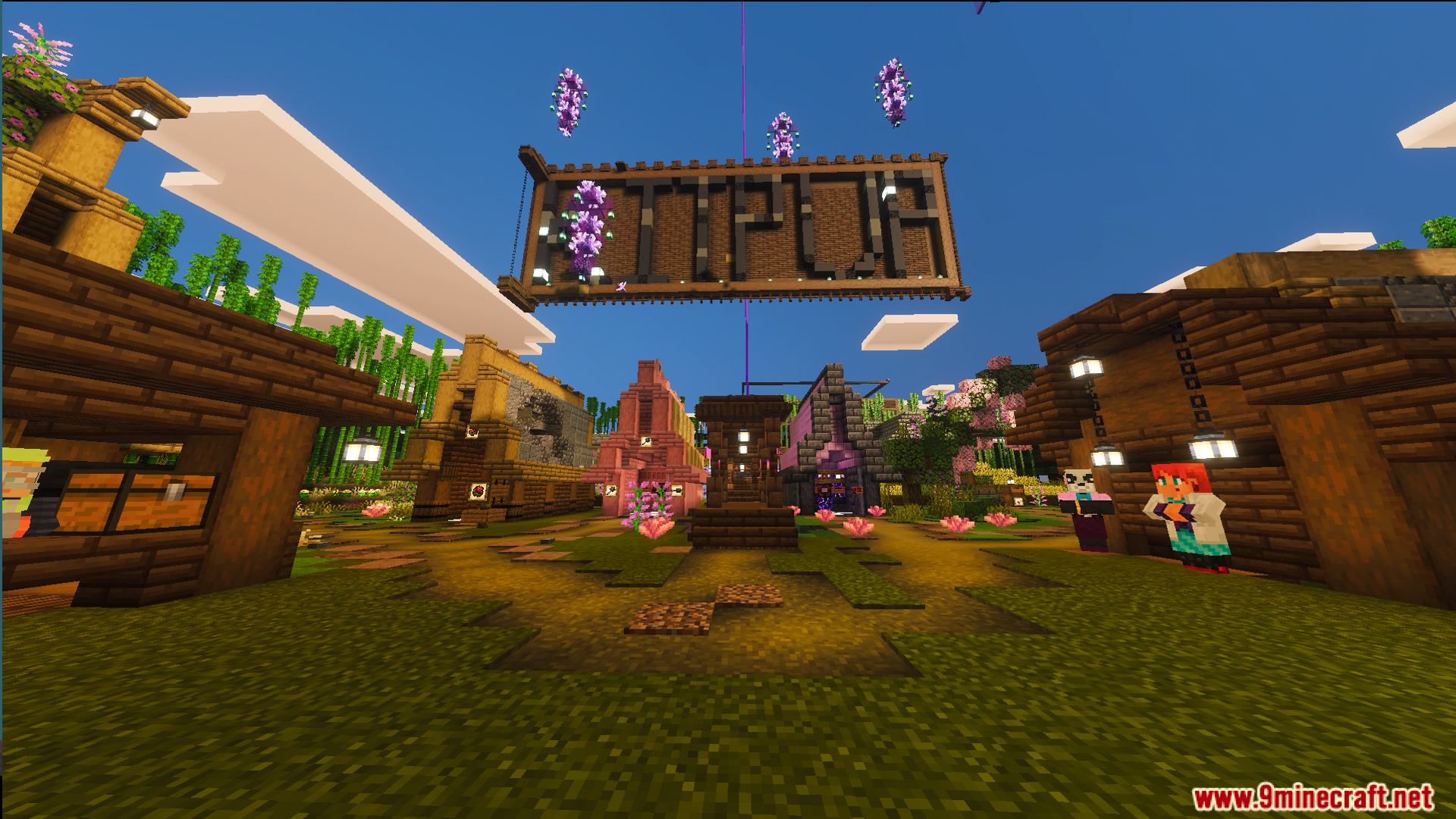 The main hub of the Modern kit pvp practice Map with buildings