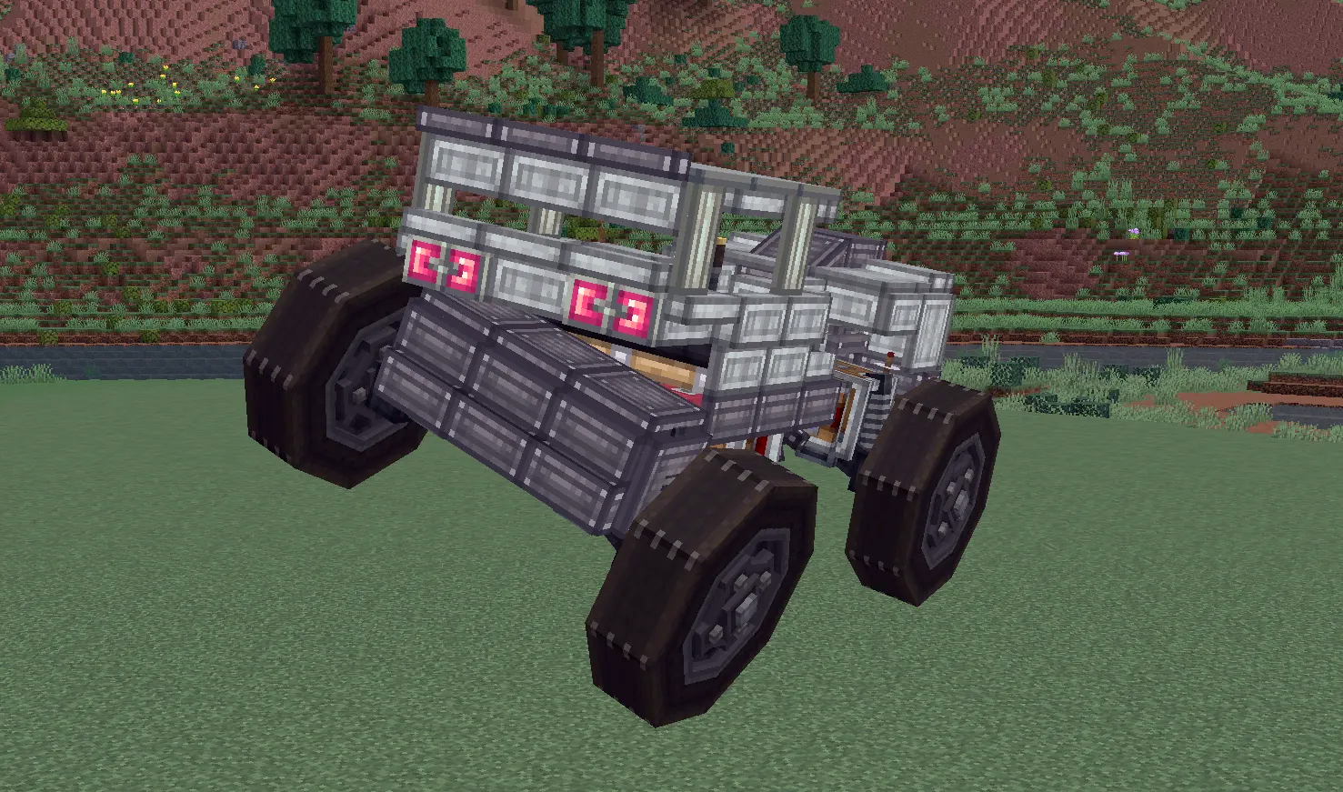 Monster Truck with Suspention Schematic Screenshots 1 Rear view of a monster truck showing working suspension and red taillights