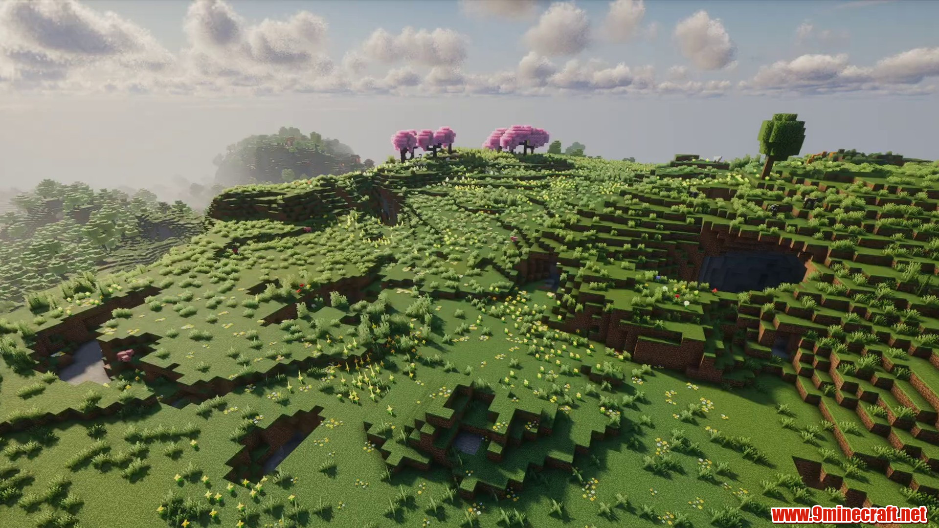Scenic terrain from Minecraft seed -3202119244909789315