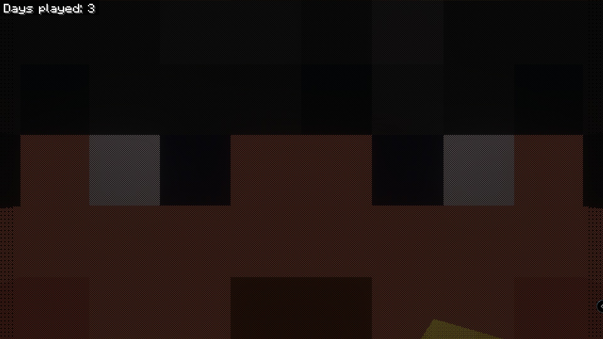 Close up of a giant mutant zombie face with dark pixelated eyes