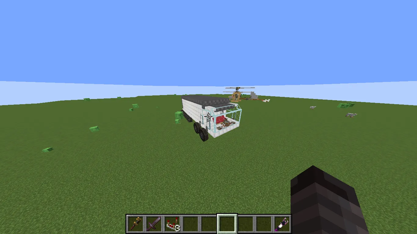 My First Car Schematic Screenshots 3 Exterior view of a white truck schematic on a flat grass world