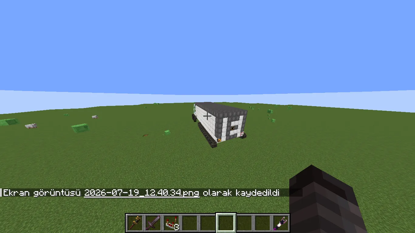 My First Car Schematic Screenshots 4 A large white truck structure built in a flat Minecraft world