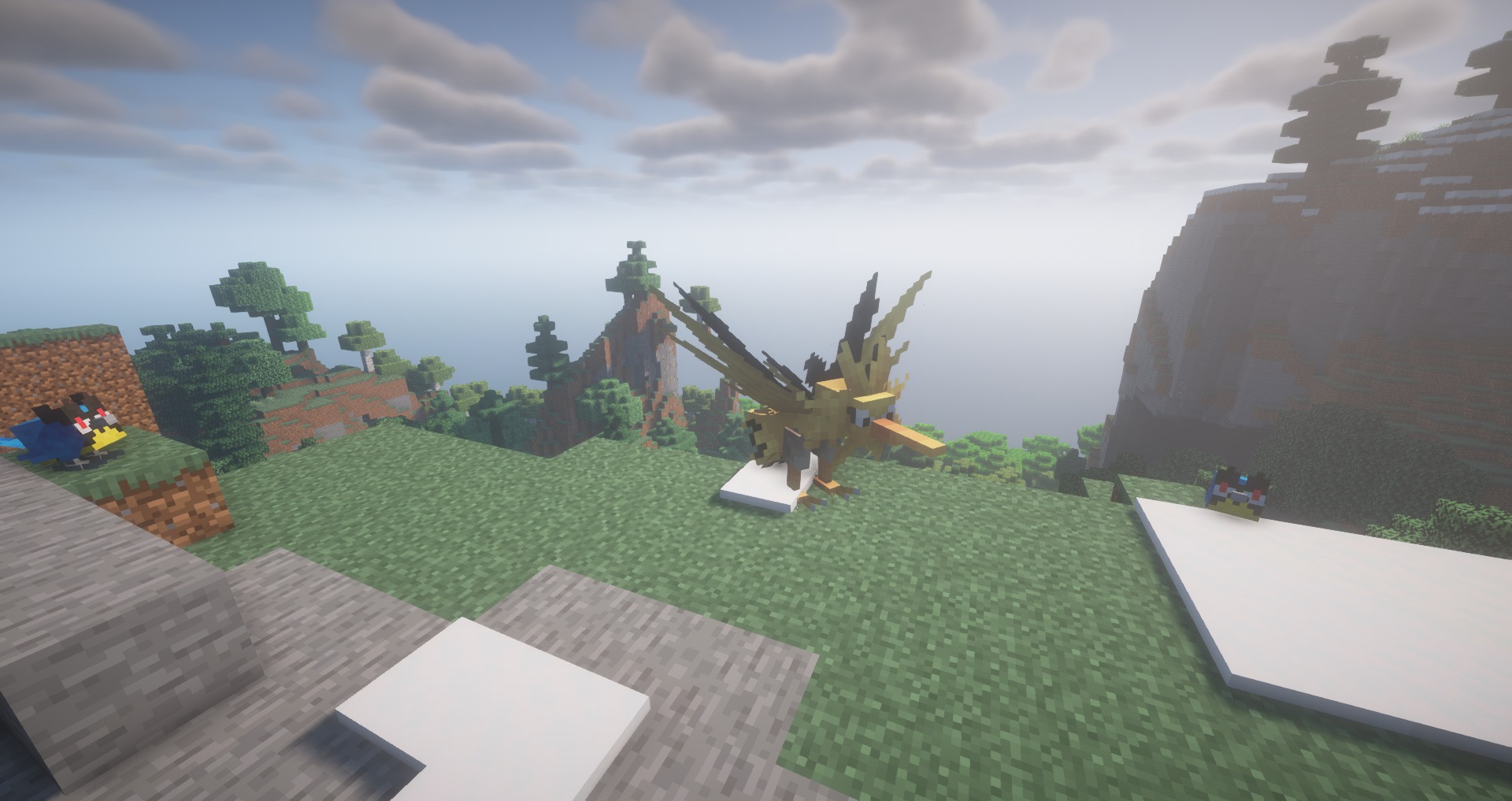 Mystic Mons Data Pack Screenshot 3 Zapdos stands on a snowy plateau surrounded by trees and small birds