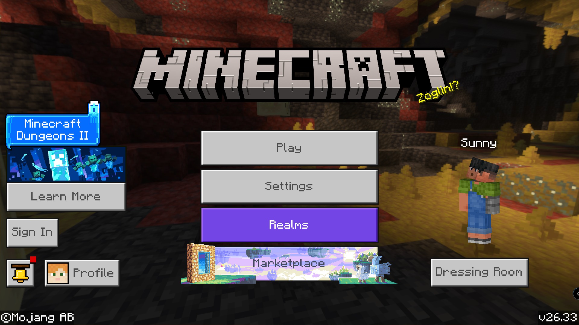 Neon Boys Pvp Skin Pack Screenshot 3 Minecraft main menu screen showing a boy character skin in a cave background