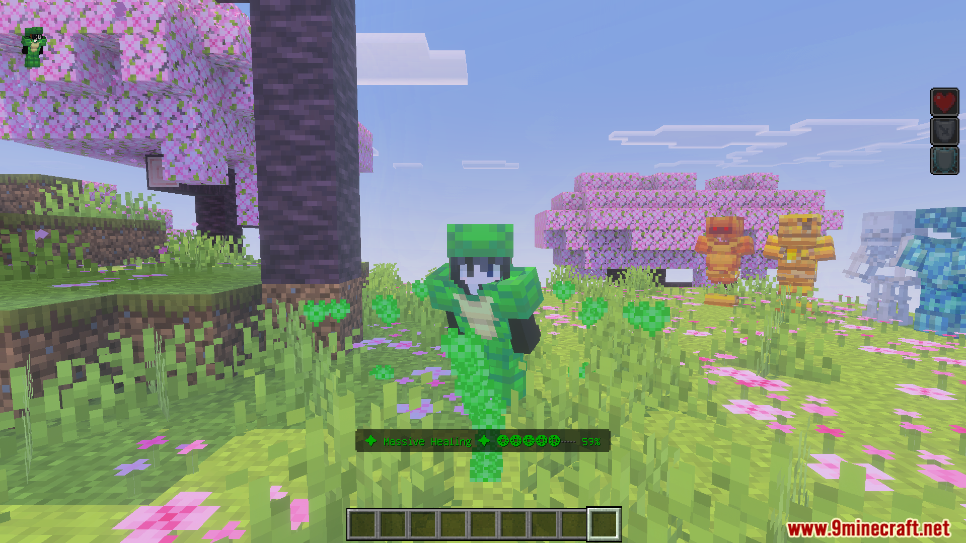 New Armors Overhaul Addon Screenshot 5 New Armors Overhaul Addon features green armor set with massive healing ability