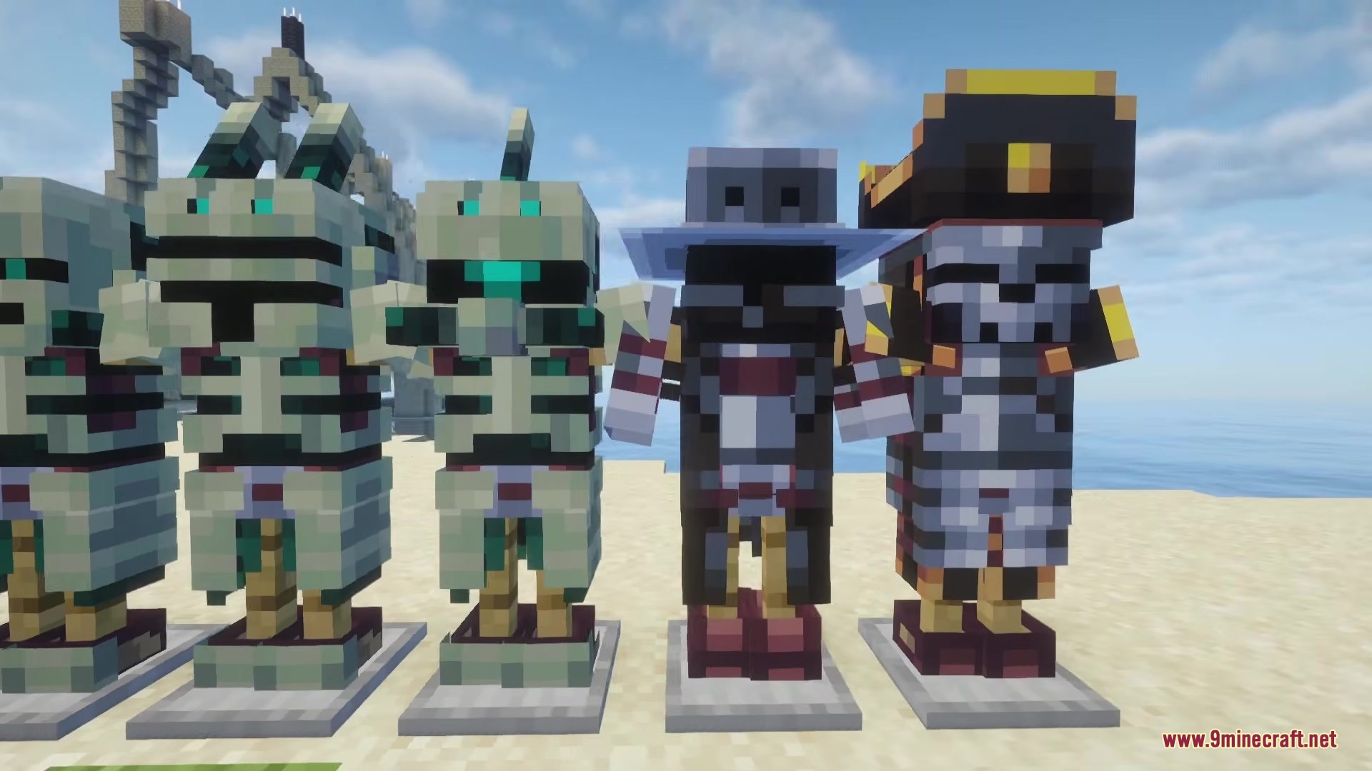 Nexus Infection Mod Screenshot 2 Armor stands displaying specialized gear including a cowboy hat and pirate outfit