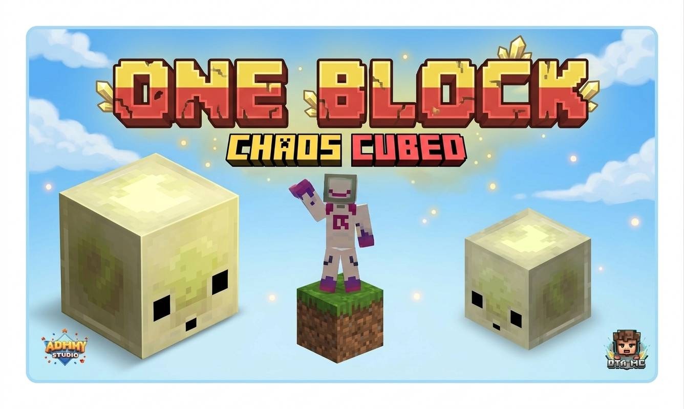 One Block Map Screenshot 1 Promotional banner for One Block Map featuring a character and two mobs