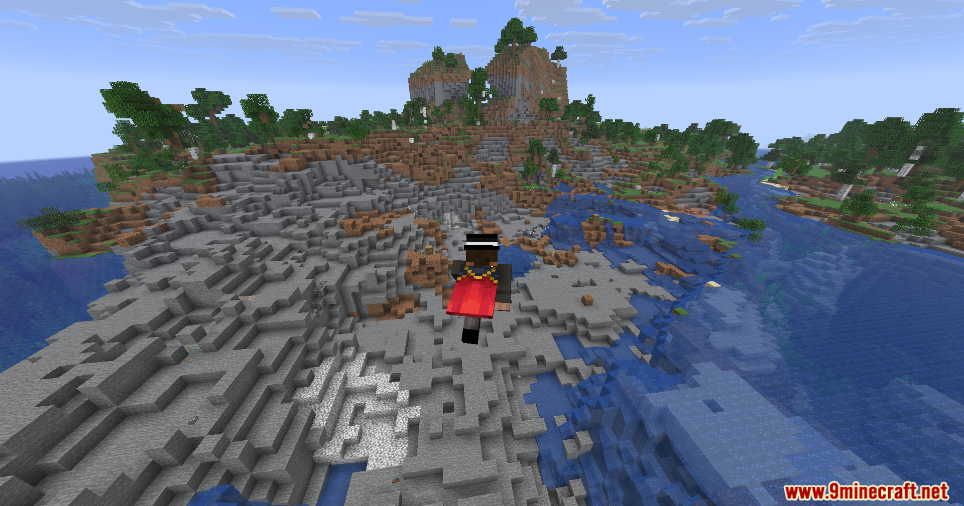 Orbital Strike Cannon Data Pack Screenshot 10 A player with a red cape surveys a massive area of destroyed terrain
