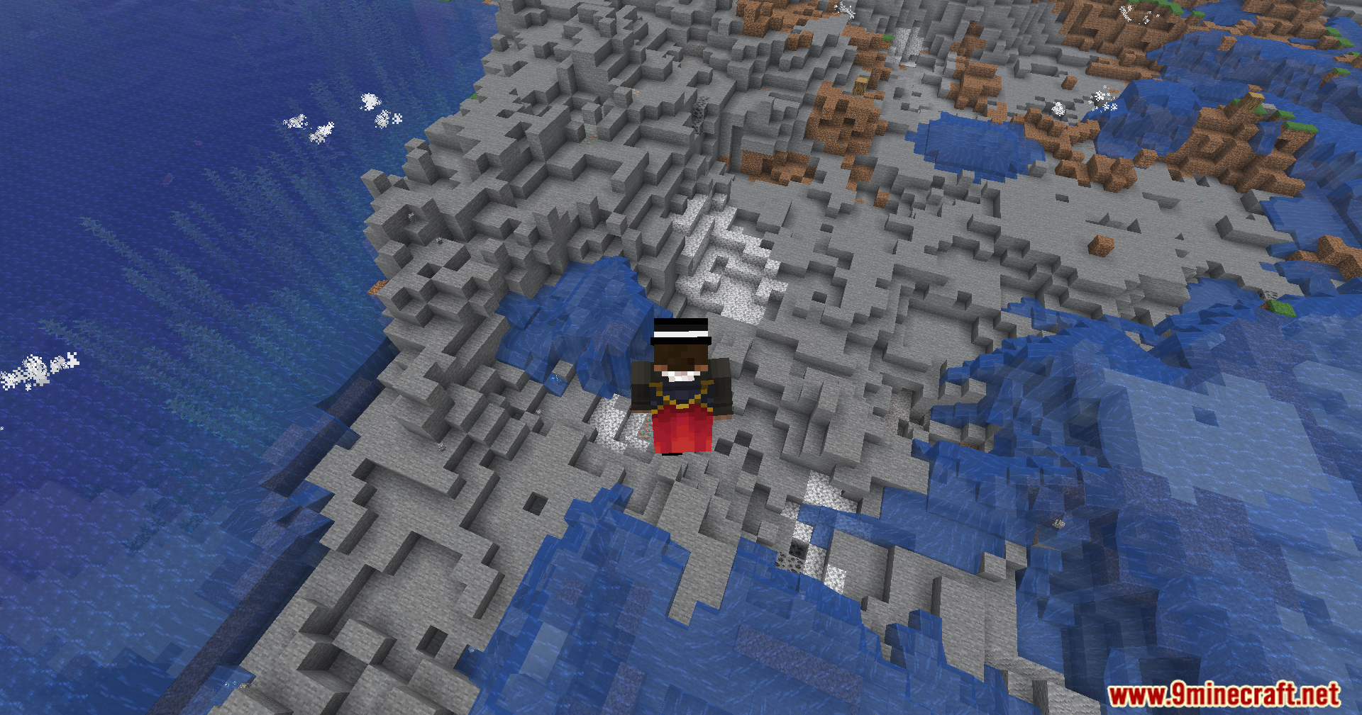 Orbital Strike Cannon Data Pack Screenshot 9 A player in a tuxedo hovering over a landscape filled with deep craters
