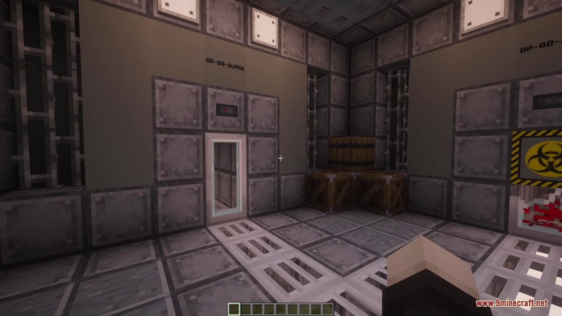 Outpost Zero Mod Screenshot 2 Inside a hidden underground facility with metal walls and a secure airlock door