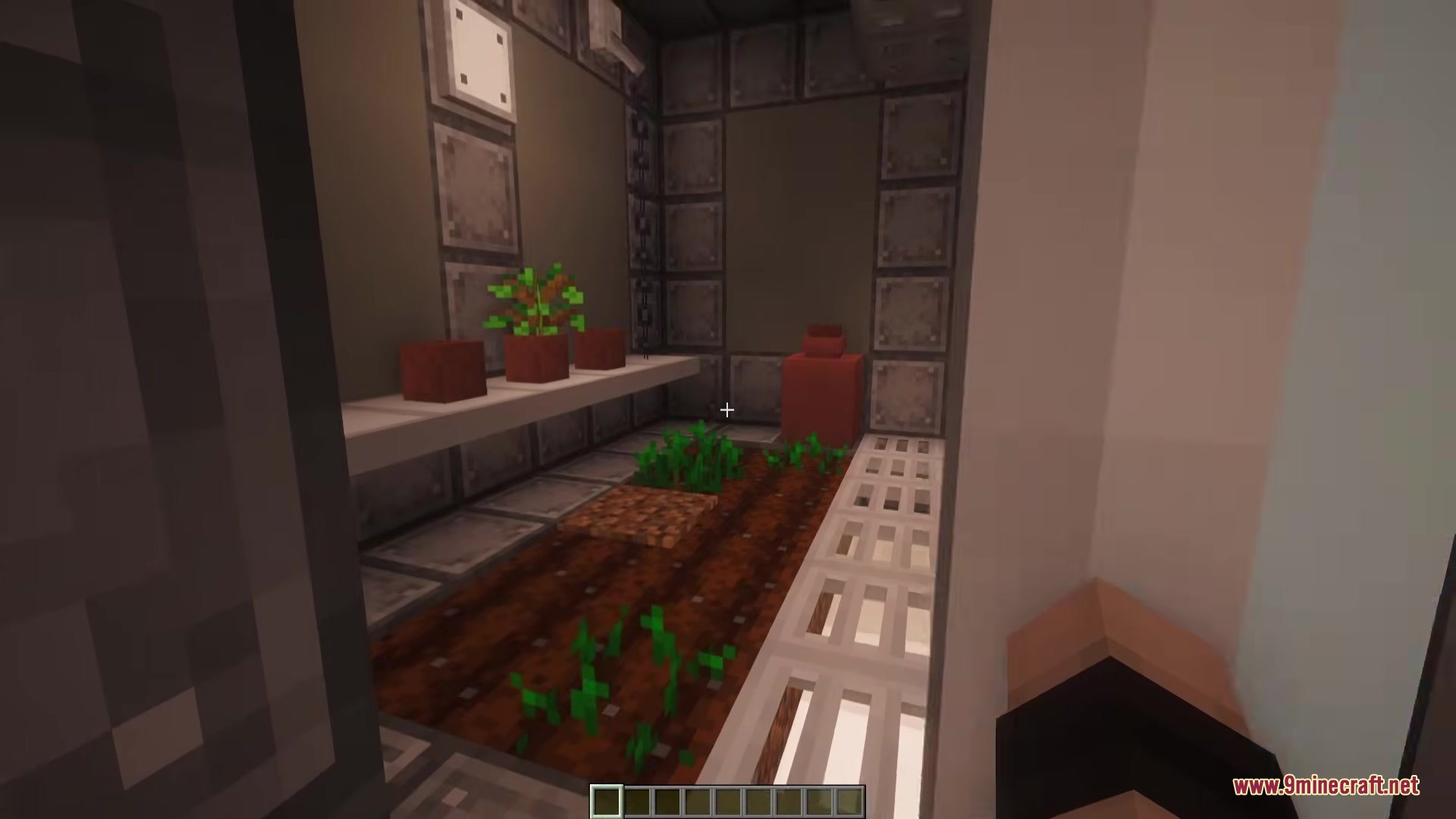Outpost Zero Mod Screenshot 5 A small indoor garden with crops and potted plants inside a bunker