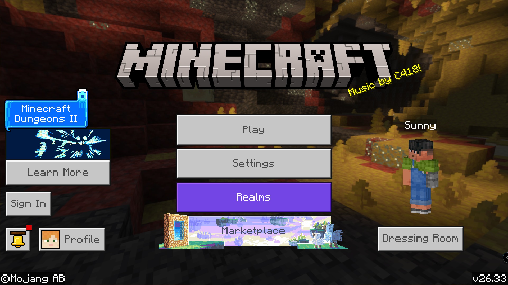 PVP Collections Dark Skin Pack Screenshot 5 Minecraft Bedrock main menu screen showing a character skin for competitive gameplay