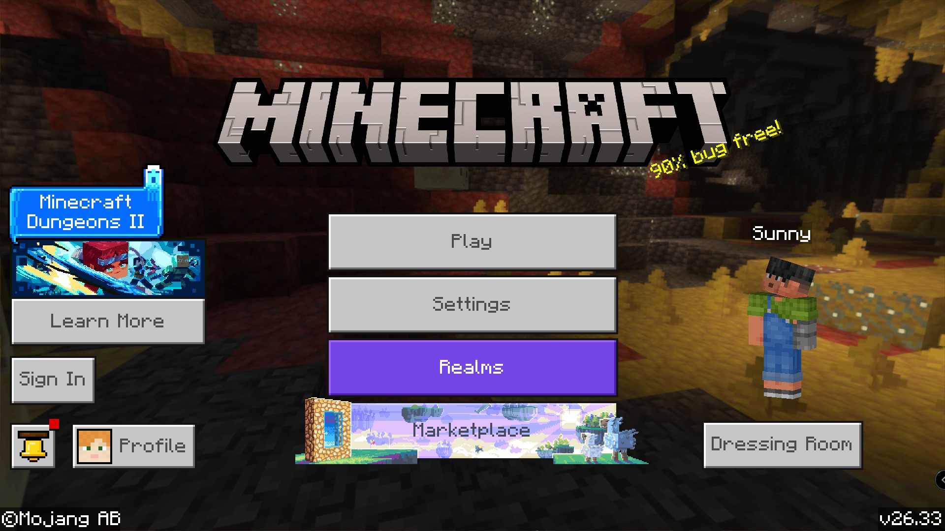 PVP Skin Pack Screenshot 2 Minecraft main menu screen featuring a character and various game navigation menu options