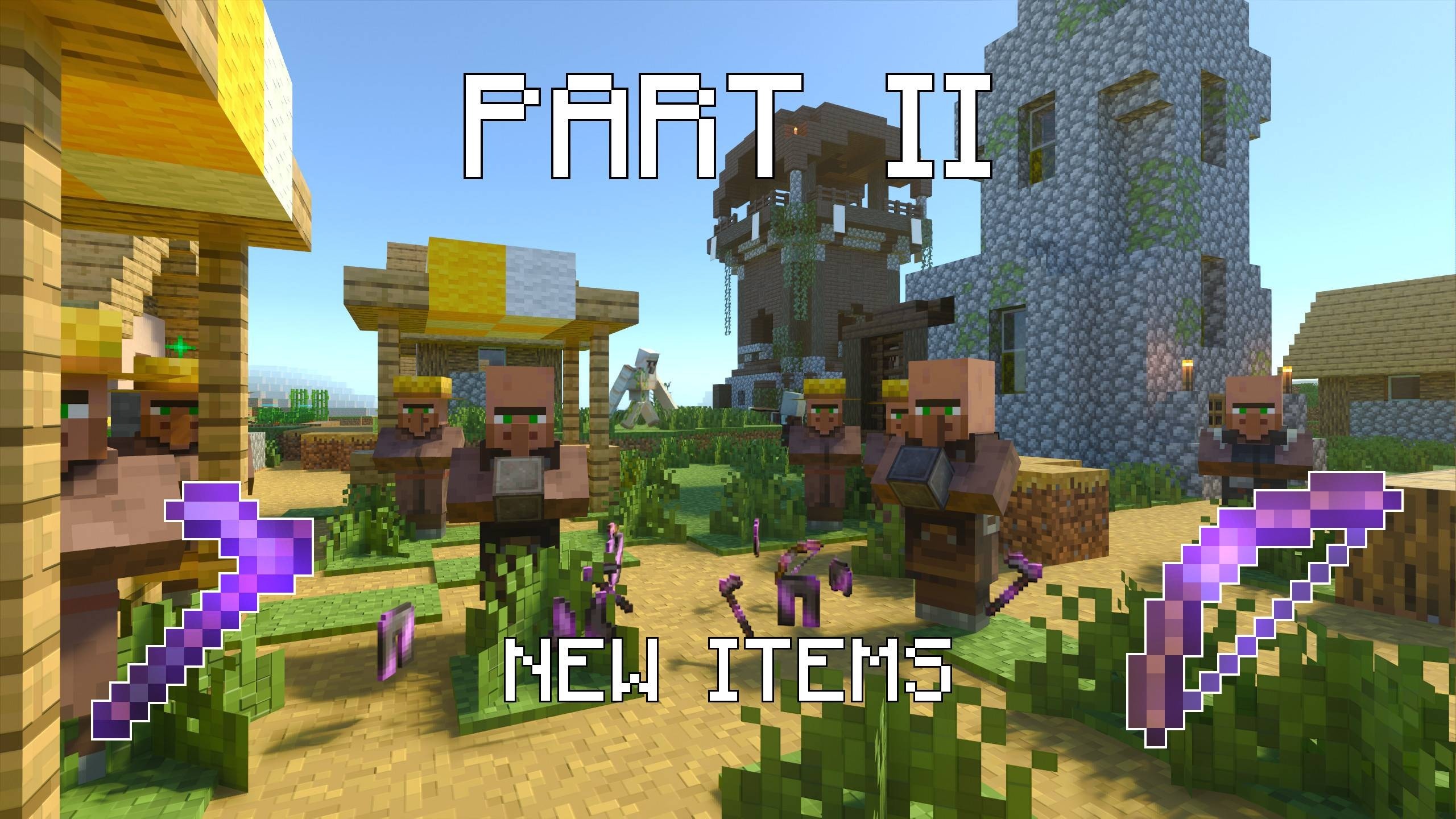 Part II Map Screenshot 1 Part II Map featuring villagers with powerful enchanted weapons and a pillager outpost