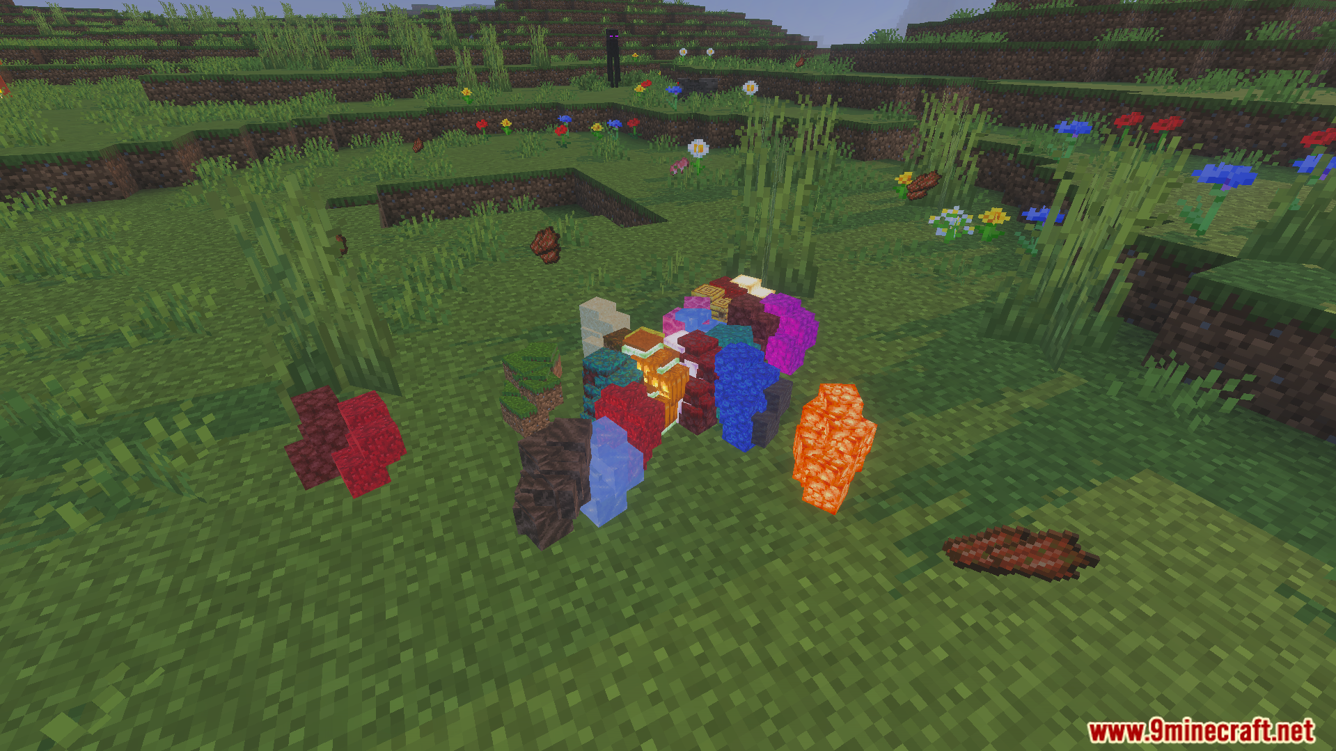 Dropped items group together on the grass with Performance Optimizer Addon