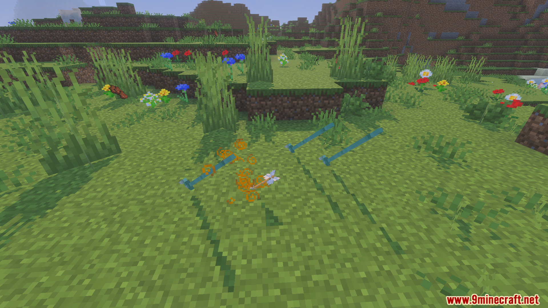 Performance Optimizer Addon grouping dropped items together with orange particle effects