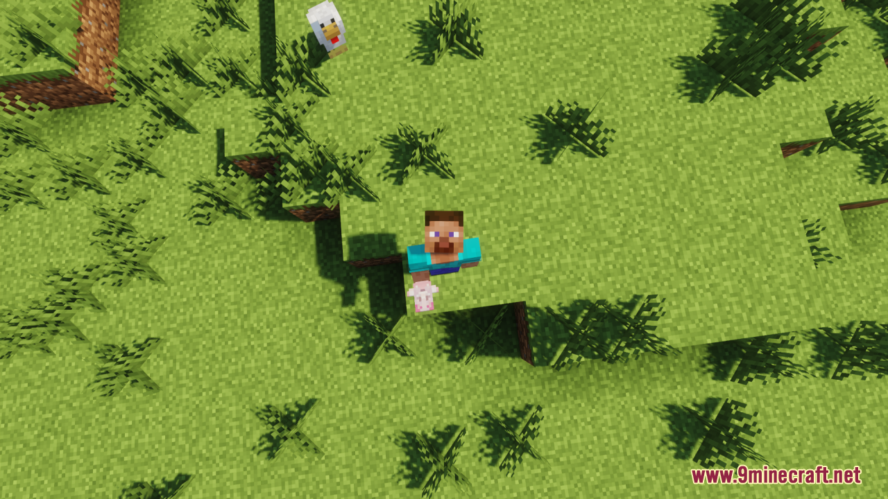 Steve holding a Pink Girlfriend Totem while standing in a grassy field
