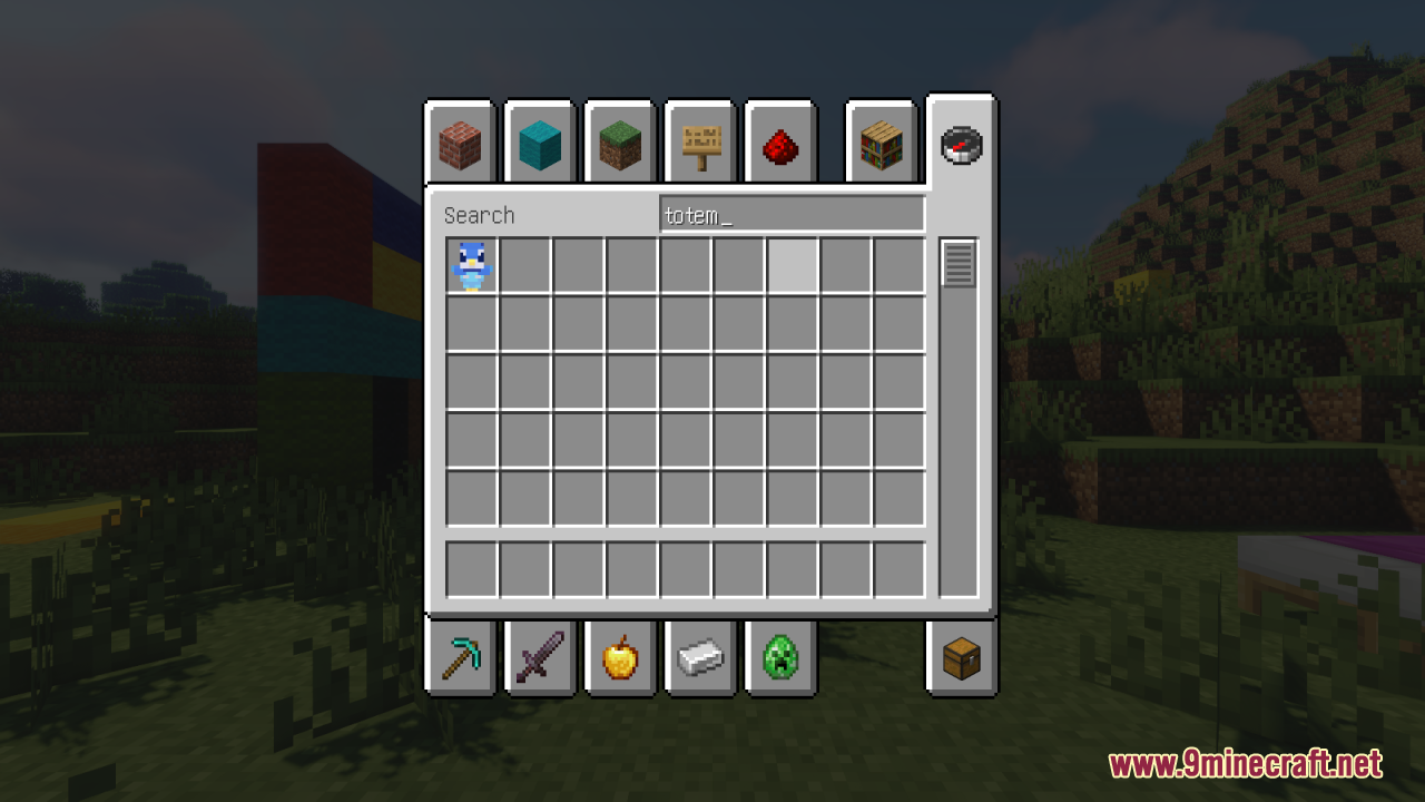 Piplup Totem of Undying Resource Pack Screenshot 10 Creative inventory screen displaying the Piplup Totem of Undying in the search tab