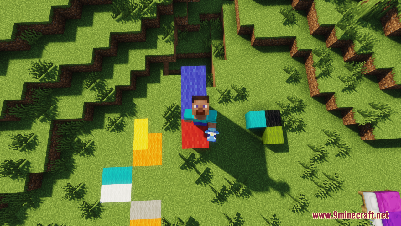 Piplup Totem of Undying Resource Pack Screenshot 4 Minecraft character holding a single Piplup totem in a grassy field