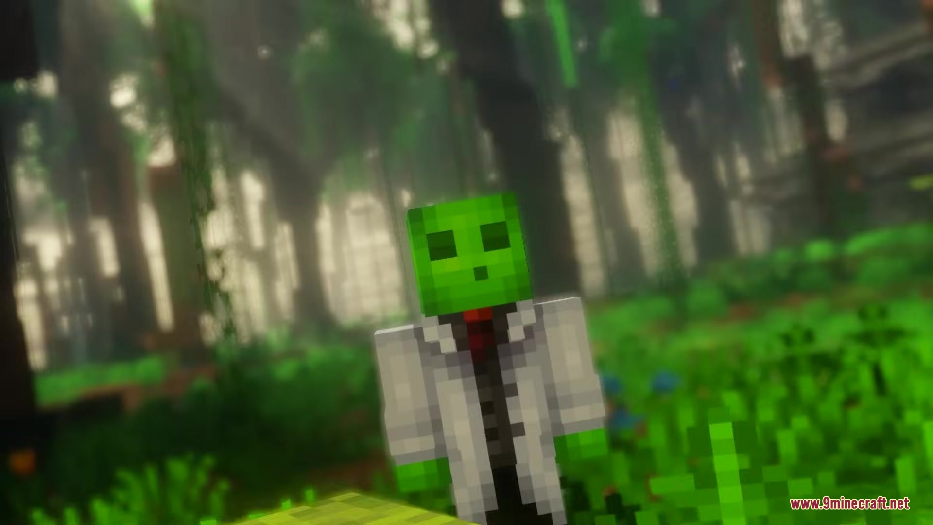 Pixel Consistency Resource Pack Screenshot 4 Close up view of a slime character wearing a white lab coat